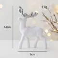 White flocked Christmas reindeer ornament with silver glitter antlers 14cm tall - White Flocked