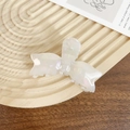 Elegant white acetate bow hair claw clip with pearlescent finish for hair styling - Mermaid White 8CM