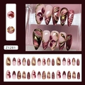 Französische Kunstnägel mit Leopardenmuster, 3D-Prägeblüten und Cat-Eye-Effekt-Set - Z1281 Vintage Floral (Klebertyp)