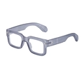 Translucent matte grey purple square acetate eyewear frame with arrow metal rivets - Matte Transparent Grey Gold Anti-blue Light
