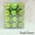 Fruit Green Christmas ball ornaments set with matte shiny and glitter finish - 3cm Square Box / Apple Green