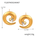 Elegante gouden spiraal oorbellen met druppelvormige zirkoon en minimalistisch design - Spiraal Zirconia Oorbellen / Goud
