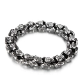 Retro punk snake head bracelet in silver stainless steel with skull link texture - 22cm / Snake Head Style (KB155325-KJX)