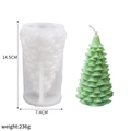 Green Christmas tree silicone mold set for DIY candles, size 14.5x7.4cm 236g - Large Cedar Christmas Tree / Milky White