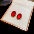 Silver Pin Zirconia Oval Studs