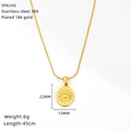 Detailed specs of 18K gold plated stainless steel sun tarot pendant with 22x15mm dimensions - Sun Face Oval Style (SP624G)