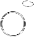 Γυαλισμένο κρίκο piercing από ανοξείδωτο ατσάλι 316L με μεντεσέ για μύτη - 12mm / 18G (1,0 χιλ.) / Χρώμα Ατσαλιού