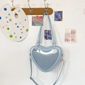 Light blue heart-shaped Ita bag with a transparent window and adjustable crossbody strap - With Display Board / Light Blue