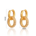 18K gold plated stainless steel chunky earrings with white zircon pendant rings - Gold