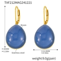 Boucles d'oreilles gouttes en résine bleue avec crochets en acier doré - Bleu