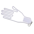 White plastic hand-shaped golf glove stretcher with hollow design and metal keychain ring - White