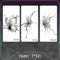 Three waterproof butterfly tattoo stickers with hand-drawn black lines, size 7x12cm - Hand-drawn Aesthetic Butterfly
