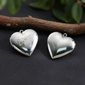 Polished silver heart locket pendant with Love engraving and smooth metal finish - LOVE Letter Heart Locket 29*29mm / Hand Polishing