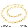 Gold stainless steel coin chain necklace with lobster clasp 550mm length and 9mm width - 55cm / Gold Necklace (KN228582-Z)