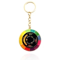 Golden rotating color wheel keychain with artistic color theory guide and enamel finish - Color Theory Keychain / Color Wheel Keychain