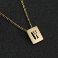 Golden titanium steel necklace featuring a rectangular pendant with hollow letter W charm - Letter W