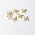 Detail of 12x11mm golden butterfly nail art charms with sparkling zircon rhinestones - Gold Micro-Pave Full Rhinestone Butterfly (7185)