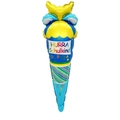 Schultüte shaped foil balloon in blue and yellow for school enrollment celebration - Blue German Schultüte Shape