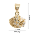 Detailed view of a gold scallop pendant with pearls and stones, size 16x11.4mm - Pearl Scallop (DZ-1746)