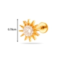 G23 titanium sunburst labret stud with zircon, 0.78cm height, polished gold finish - Sunburst Flower Style (T2554-6#) / Gold