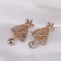 Christmas tree stud earrings in gold finish with sparkling white rhinestones - White Diamond Christmas Tree 2