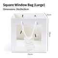Large square white gift bag with transparent window and white cotton rope handles - Large Square White 26*26*26