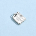 Polished 925 silver rectangular pendant with engraved inspirational text on blue background - Alphabet Charm