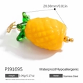 Pineapple glass charm in yellow and green with 18k gold plated stainless steel base - Detailed Yellow Green Pineapple(PJ91695)