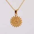 Minimalist 18K gold plated necklace with textured round S letter pendant for women - S (With Chain)