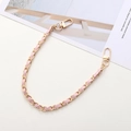 Pink leather woven golden metal chain strap with lobster clasps for handbags - Hand Chain / Korean Pink Style (K1743)