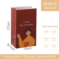 Brown teacher gift bags with 6 Thank You stickers, 27x15x9.7cm cardboard packaging - Style D (ZD056)