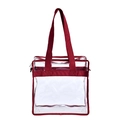 Extra große transparente PVC-Strandtasche mit weinroten Trägern und Reißverschluss - Ziegelrot