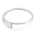 Silver stainless steel twisted wire cable bracelet with screw head nail detail for men - Steel Color (KB169159-NT)