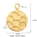 Hammered golden round charm pendant with 13mm height for DIY jewelry making design - Handmade Hammered Disc (L131394-Gold)