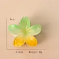 4cm sweet frangipani hair claw clip with green and yellow gradient floral resin finish - 4cm / Yellow & Green
