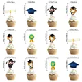 Size guide for graduation cake toppers including diploma and graduation cap dimensions - Cartoon Graduation Cupcake Toppers / Colorful
