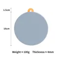 Blue round silicone heat resistant mat with 16cm diameter and BPA free logo - 16cm Heat Mat Light Mist Blue