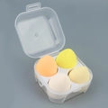 Set of 4 soft makeup sponges in orange and yellow shades within a clear storage box - 4-Grid Transparent Yellow Series