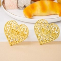 Gold hollow heart napkin rings with crystal accents for luxury dining table decor - Gold Rhinestone Heart