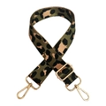 Adjustable green leopard print nylon shoulder strap with golden metal lobster clasps - Silver Clasp / Green