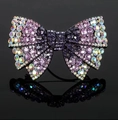 Sparkling multi-color crystal rhinestone bow hair clip with purple and pink gems - Violet