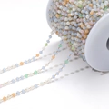 3mm faceted amethyst bead chain with gold wire wrap in pastel macaron colors - 3mm Mixed Color Crystal Gold Chain Style 09