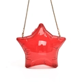 Red transparent star-shaped acrylic crossbody bag with fine gold metal chain strap - Red