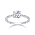 Elegant S925 sterling silver ring with brilliant round cut diamond and pavé band - US Size 5 / 2CT Moissanite Ring / Silver