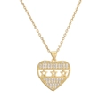 Collar con colgante de corazón hueco chapado en oro con circones y motivos de estrellas - Collar de Corazón de Circonita Hueca con Estrellas (CN001781YH)