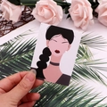 Cardboard earring display card featuring an elegant illustrated female portrait - 6x8cm / Goddess Series No.3