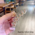 Golden hair claw clip with pearls and rhinestones decoration, length approx. 6.5cm - Crown Pearl & Rhinestone