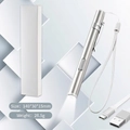 Stylo lampe médicale LED argenté avec câble USB et boîte cadeau blanche - Lumière Blanche (Boîte Blanche)