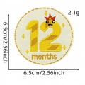 Detail showing embroidered 12 months baby milestone patch with size and weight specs - 12 Months (12#)
