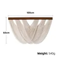 Arazzo boho tessuto a mano 100x60cm in corda di cotone bianco con trave in legno scuro - Bianco
